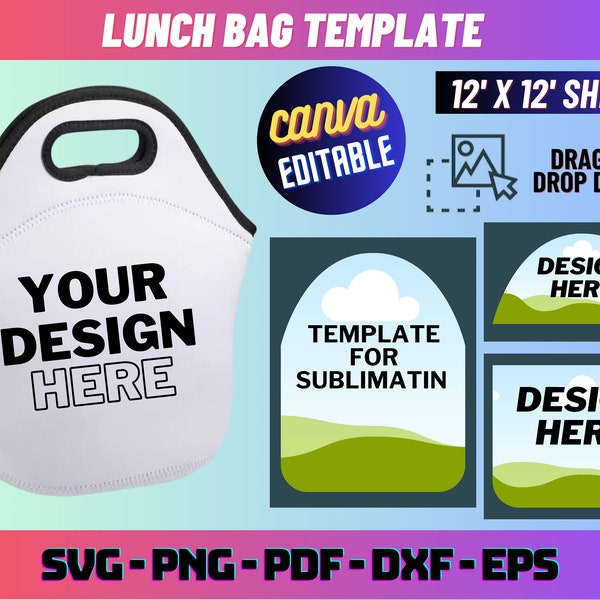Lunch Bag Template For Sublimation ,Lunch Bag Template, Lunch Tote Sublimation Template, Lunch Sublimation Bag, Sublimation Bag