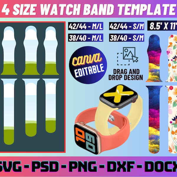 iWatch Band Template Svg, Watch Band svg, Watch Band Jig Template, iWatch Band Sublimation blank template