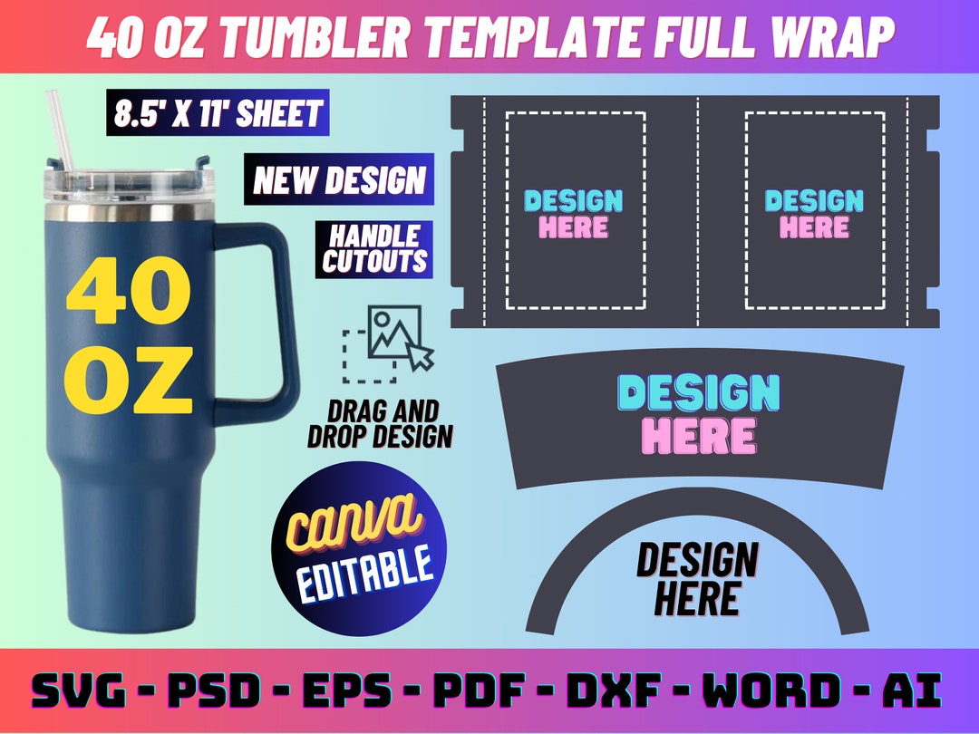 40oz Tumbler Template Blank Tumbler Wrap Template Tumbler Template 40