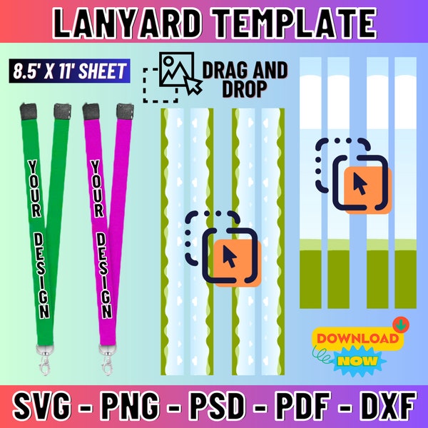 Lanyard Sublimation Template, Lanyard Template for Sublimation, Breakaway Lanyard Template, Sublimation Neck Lanyard, svg, Canva Editable