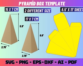 Pyramid Box Svg Bundle, Gift Box template, Pyramid Favor Box, Birthday Gift box svg, Party Favor box, Box template, Pyramid box for cricut