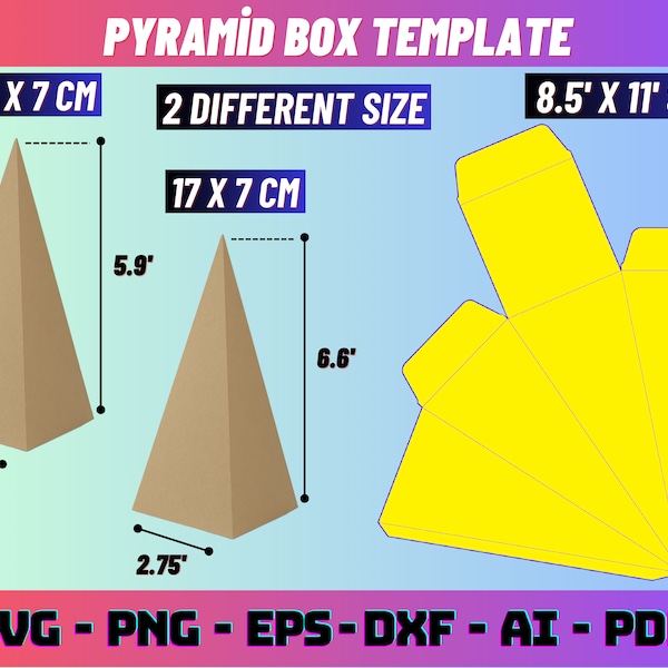 Pyramid Box Svg Bundle, Gift Box template, Pyramid Favor Box, Birthday Gift box svg, Party Favor box, Box template, Pyramid box for cricut