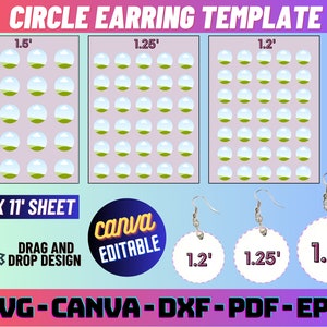 Circle Earring Template Bundle Svg, Earring Template Svg, Circle Earring Svg, Earrings Svg, Laser Cut Earrings, circle blank template