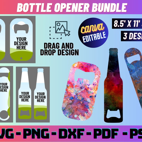 Bottle Opener Bundle, Bottle Opener Template svg, Sublimation Template, Sublimation Template, Beer Bottle Opener template, svg, Canva Edit