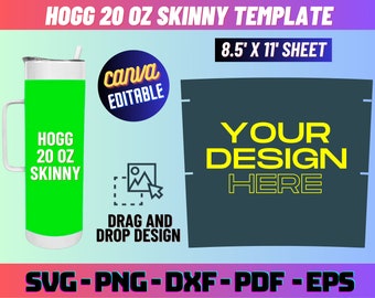 Hogg 20 oz Skinny Tumbler Template, Hoggdle 20 Oz Skinny Template, 20 oz Skinny Tumbler Template