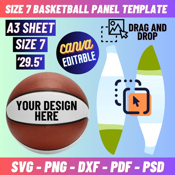 Size 7 Basketball Panel Template Svg, Blank Basketball Panel Template, Photo Basketball, Custom Basketball Panel Template, Canva Editable