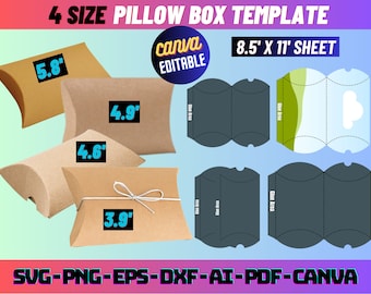 Pillow Box Template Svg Bundle, Pillow Boxes Svg, Favor box template, box template svg, Gift Box template, svg file for cricut