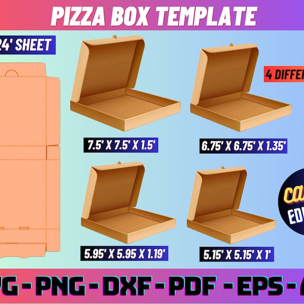 Pizza Box Template Bundle, Pizza Box Template Svg, pizza box svg, party favor box, gift box, box svg, cricut