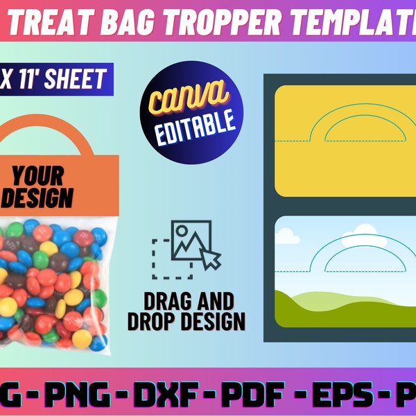 Treat Bag tropper template svg, treat bag troppers template svg, bag topper, treat bag labels, treat bag stickers, Treat bag tropper