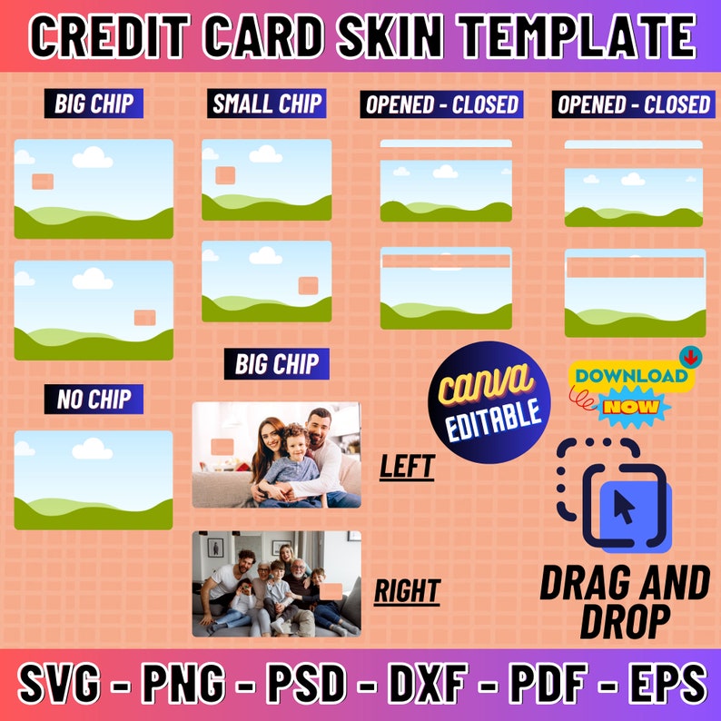Credit card skin template canva, debit credit card template svg, credit card sticker, card skin, svg for cricut image 1