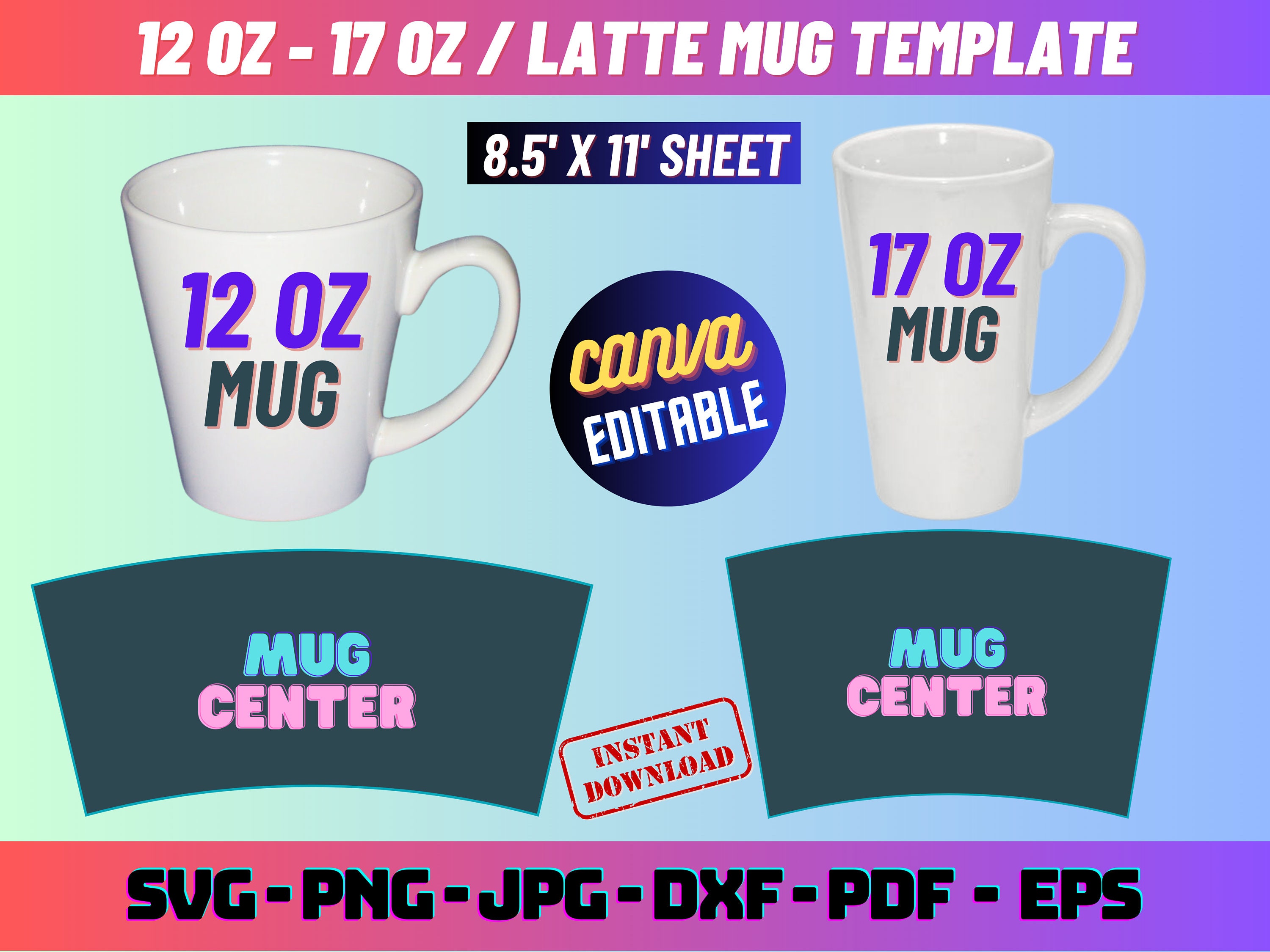 Mug heat press for 11-15 oz & 12-17 oz latte style mugs