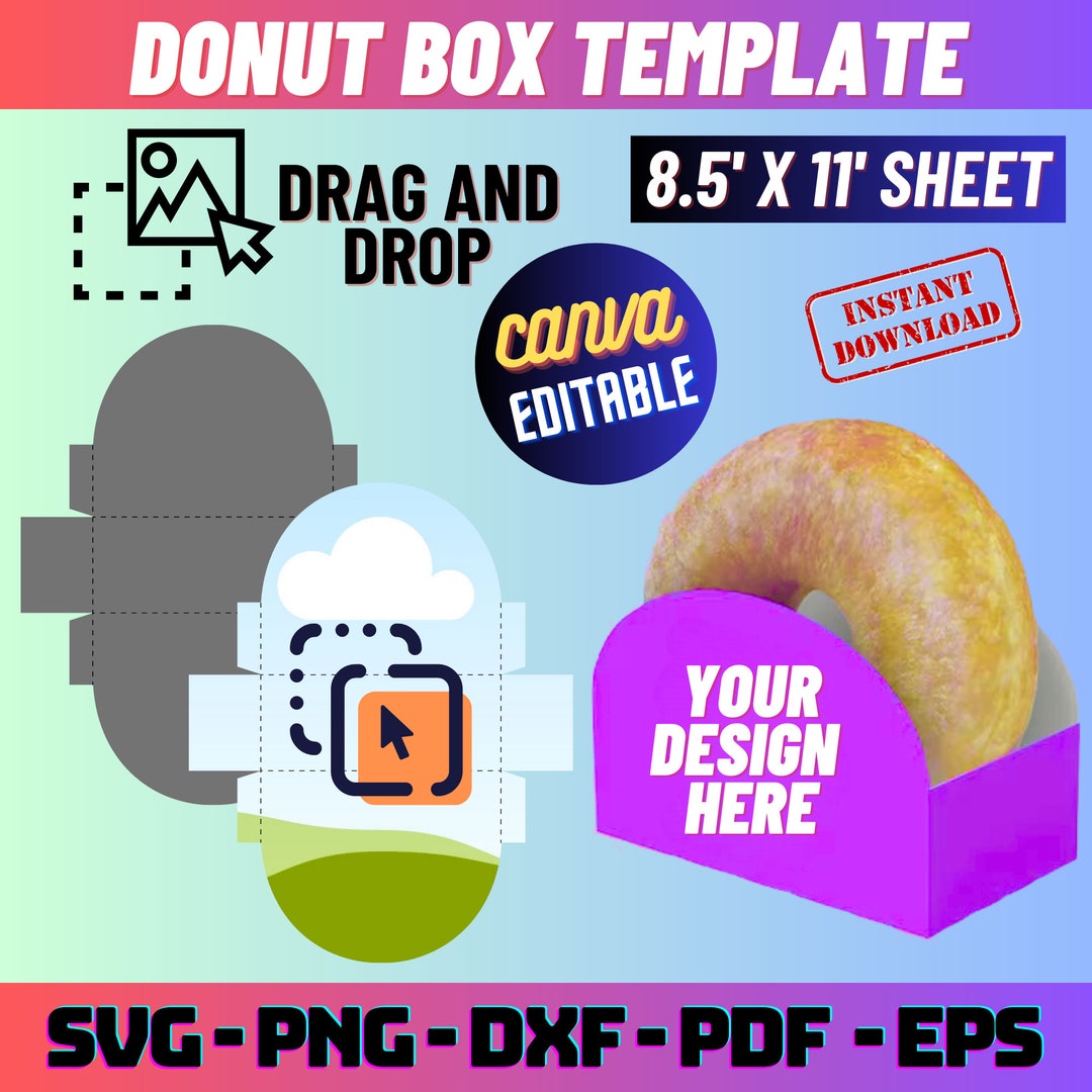 Donut Box Template Donut Box Svg Donut Holder Template Party Favors