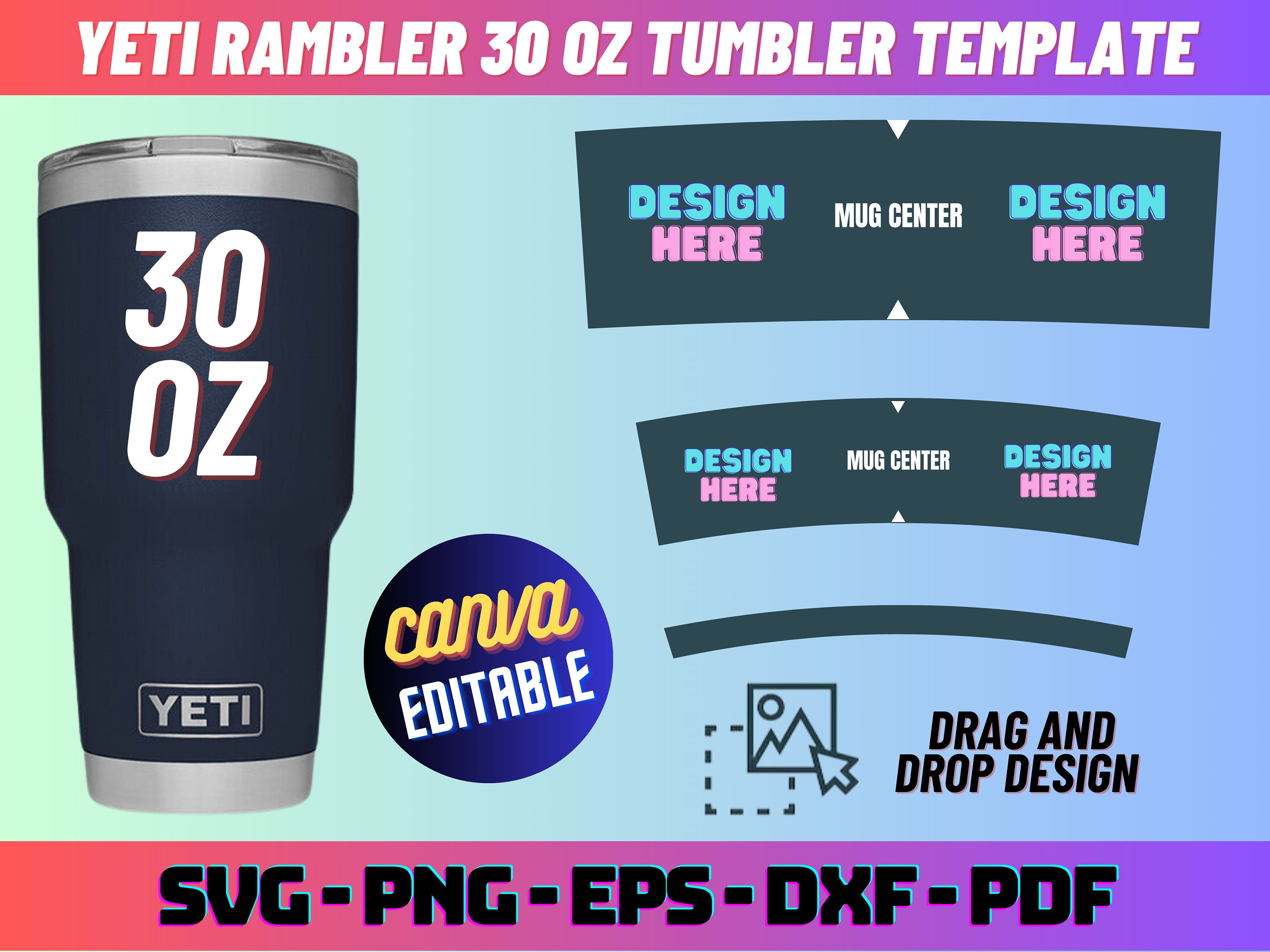 YETI RAMBLER 24 oz MUG tumbler template Full wrap