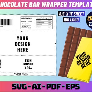 1.55 Oz Chocolate Bar Wrapper Template, Candy Bar Wrapper, Chocolate Wrapper Label Template, Nutritional Label, Party Fovor, Wrapper templat