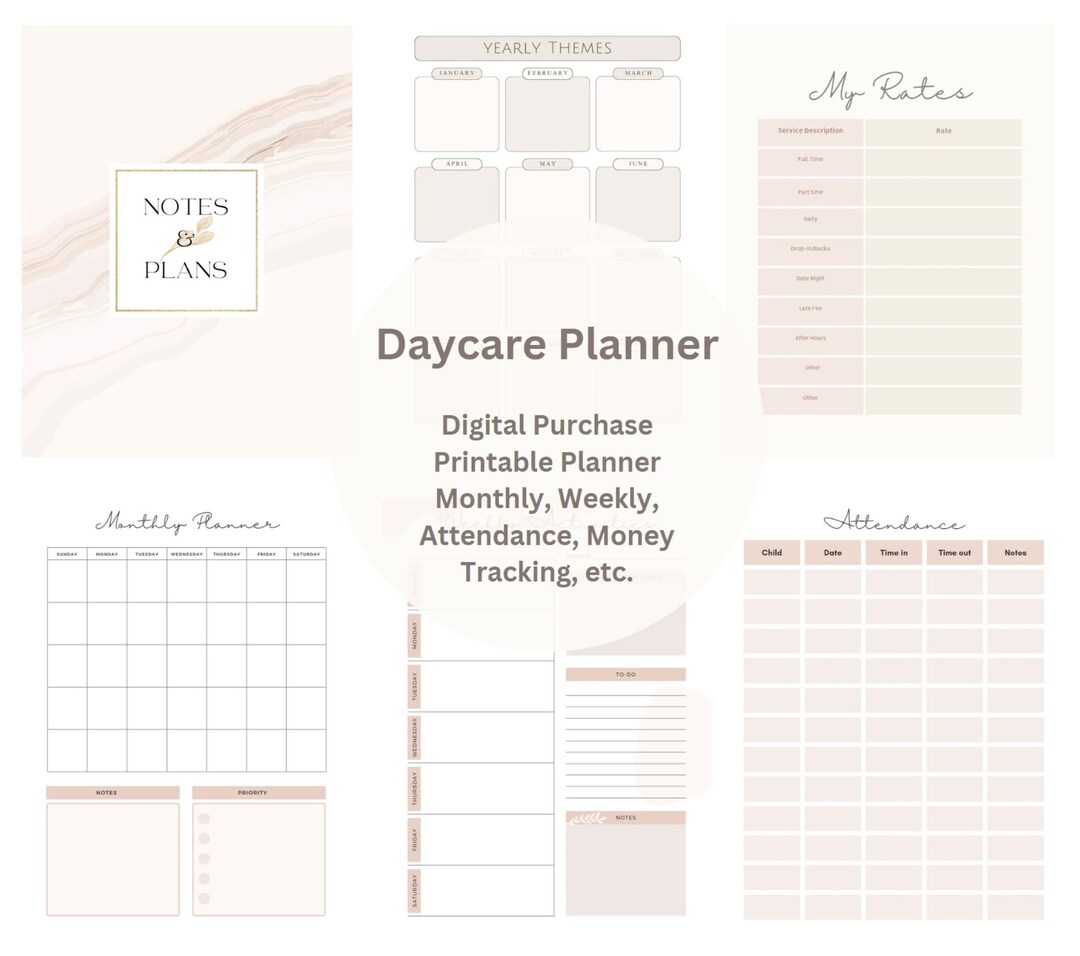 Daycare Planner Home Daycare Childcare Planner Etsy