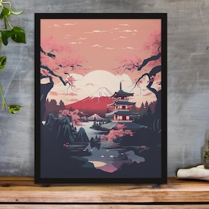 Tokyo City Travel Print, Tokyo Japan Travel Poster Print, Tokyo Fuji Wall Art, Tokyo Travel Wall Decor, Wall Art
