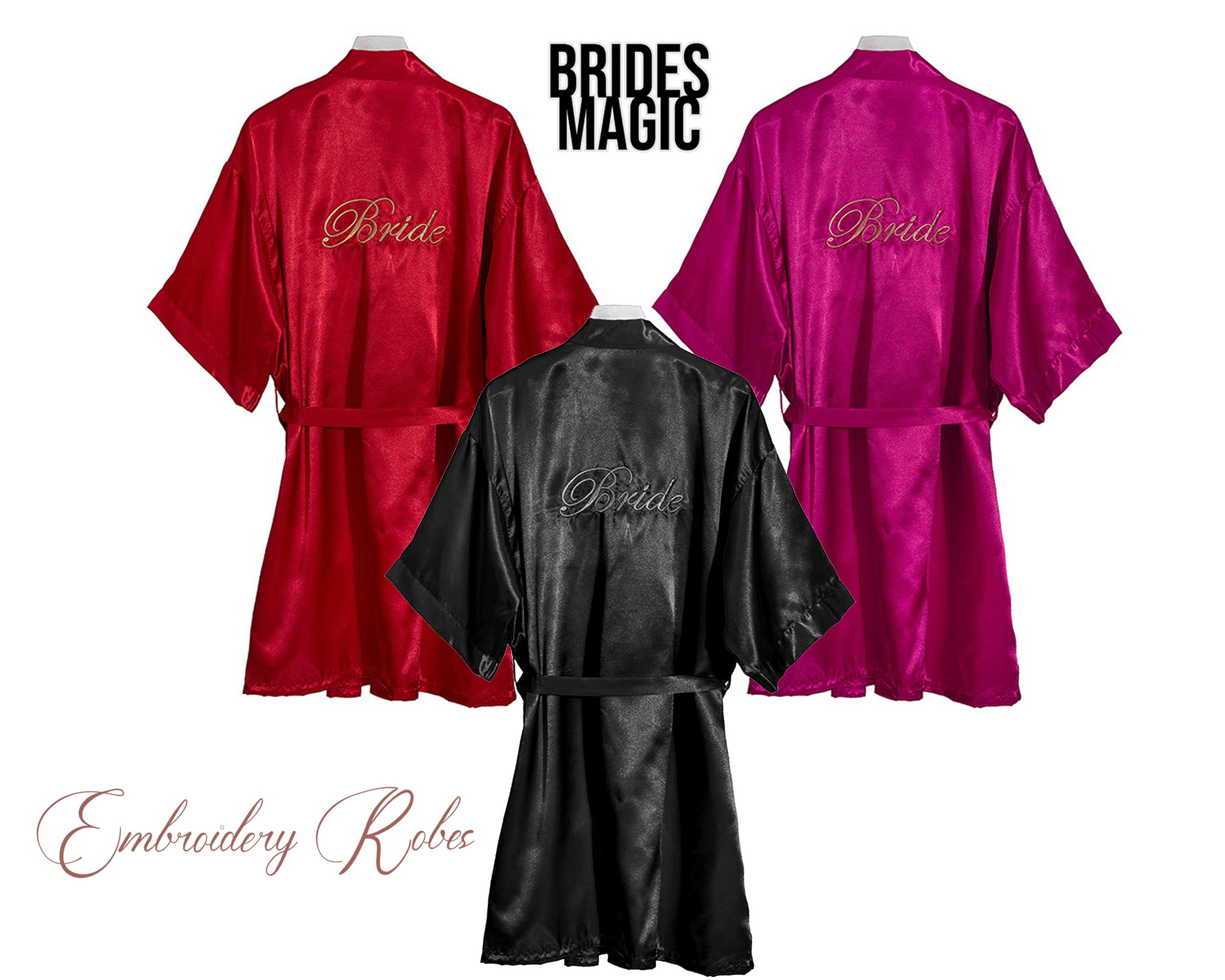 Personalized Embroidered Robes Custom Satin Robes Customized Embroidery Robes Wedding Robes