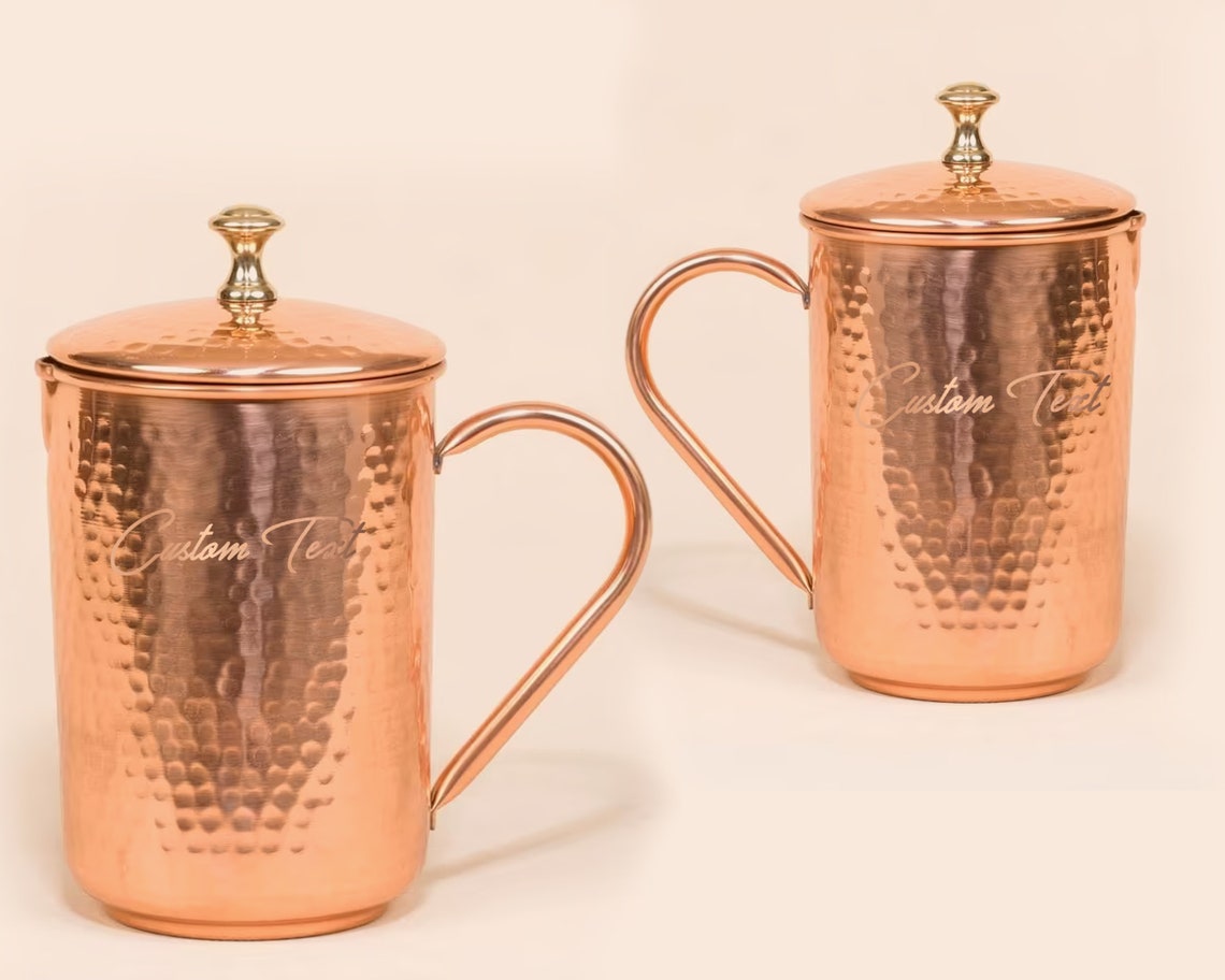100 Pure Copper Ayurveda Healing Reusable Hammered Design Water Jug