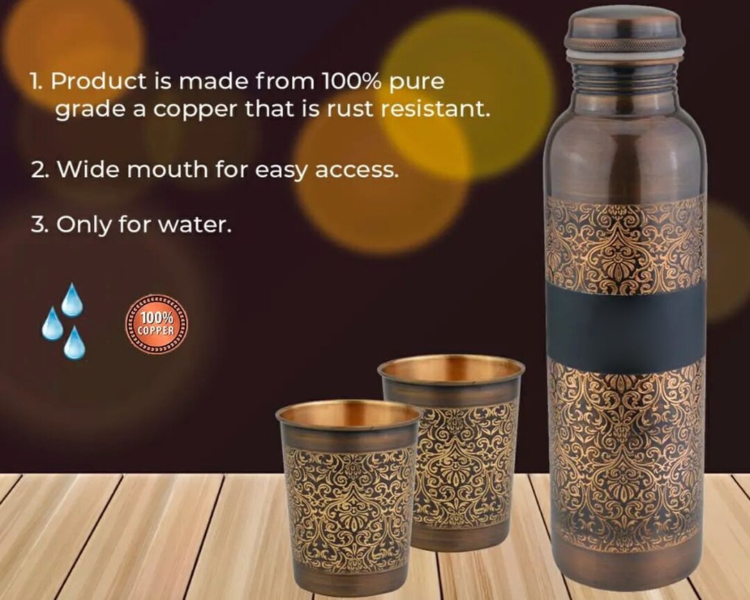 Handcrafted Pure Antique Water Bottle Pure Engraved Water Etsy