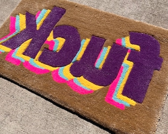 KCUF getuft selfie-tapijt, kleurrijk kamerdecor, 100% hypoallergene tapijten, zelfgecensureerd tapijt, godslastering decor, aangepaste kleuren beschikbaar