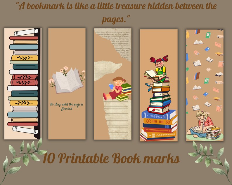 Printable Book Bookmarks Printable Bookmarks Setdigital - Etsy