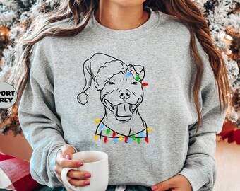 Christmas Dog Sweatshirt, Dog Owner Christmas Hoodie, Cute Christmas Clothes, Xmas Holiday Outfit, Pitbull Christmas Apparel, Dog Mom Gifts