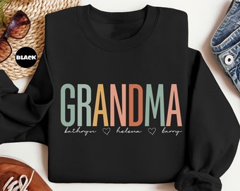Sudadera personalizada para abuela con los nombres de sus nietos, sudadera con capucha personalizada para abuela, conjunto adorable para abuela, regalo de cumpleaños para la abuela, regalo para el Día de la Madre