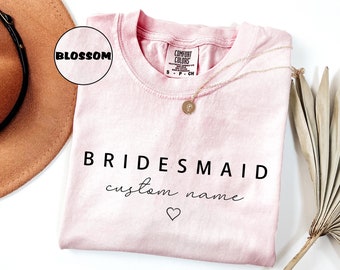 Comfort Colors® custom team shirt bruid, gepersonaliseerd T-shirt vrijgezellenfeest, T-shirt bruidsmeisje met naam, trouwoutfit, cadeaus vrijgezellenfeest