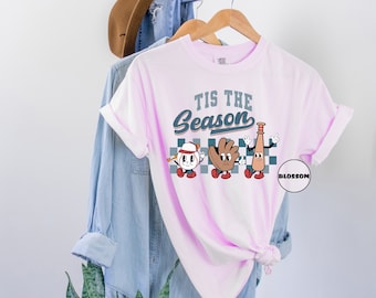 Tis The Season Comfort Colors® Shirts, Retro Baseball Season T-shirts, Baseball Game Day Outfits, Baseball Mom Tee, Baseball Sports Gifts