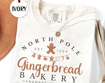 Comfort Colors® Gingerbread Bakery Shirt, Vintage Christmas Outfit, Retro Gingerbread Xmas Tee, Christmas Party Clothing, Cute Xmas Gift