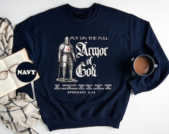 Put on The Full Armor of God Hoodie, Christian Sweatshirt, Catholic Hoodie, Christian Family & Religious Men Outfits, Bible Verse Gift