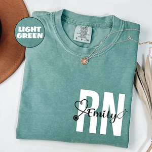 Custom Registered Nurse Comfort Colors® T-shirt, Personalized Name Nurse Shirt, RN Pocket Outfit, RN Grad Tee, New Nurse Outfit, Nurse Gift