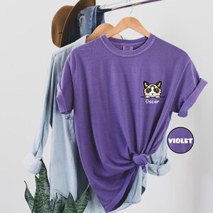 Custom Comfort Colors® Cat Pocket Shirt, Personalized Cat T-shirt, Cute Cat Lovers Outfit, Cat Mom Tee, Cat Dad Clothing, Mothers Day Gifts image 3