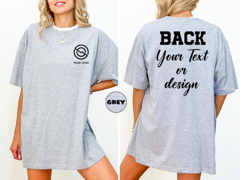 T-shirt met aangepast logo, gepersonaliseerde voor- en achterkant Comfort Colors®-shirt, T-shirt met aangepaste tekst, gepersonaliseerde zakelijke outfit, cadeau bedrijfslogo afbeelding 3