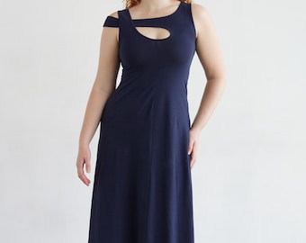 Nice Tri Tank Flare Dress Expansion PDF Sewing Pattern Size XXL-8X, Video Workshop (add-on purchase), Asymmetric Strap, DIY Cutout Knit Tank