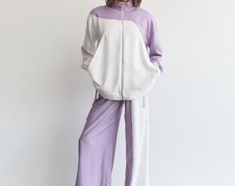 It Takes Two Set PDF Pattern Sizes XXS-8X Digital Sewing Pattern, Sporty Jacket, Lightweight Linen Track Suit Elastic Waist Drawstring Pants
