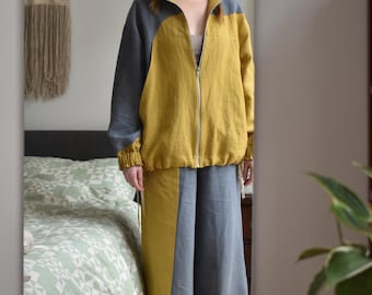 It Takes Two Set PDF Pattern Sizes XXS-8X Digital Sewing Pattern, Sporty Jacket, Lightweight Linen Track Suit Elastic Waist Drawstring Pants