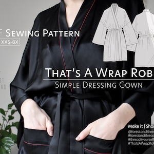 That&#39;s A Wrap Robe PDF Pattern, Sizes XXS-8X, Beginner Friendly Sewing Pattern with Photo Tutorial, DIY Lounge Robe, Silky Robe with Pockets
