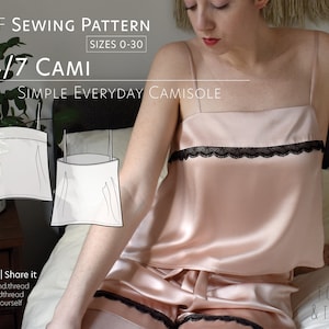 24/7 Cami PDF Sewing Pattern, Sizes 0-30, Beginner Friendly Sewing Pattern with Photo Tutorial, Simple Camisole, Basic Tank, DIY Easy Top