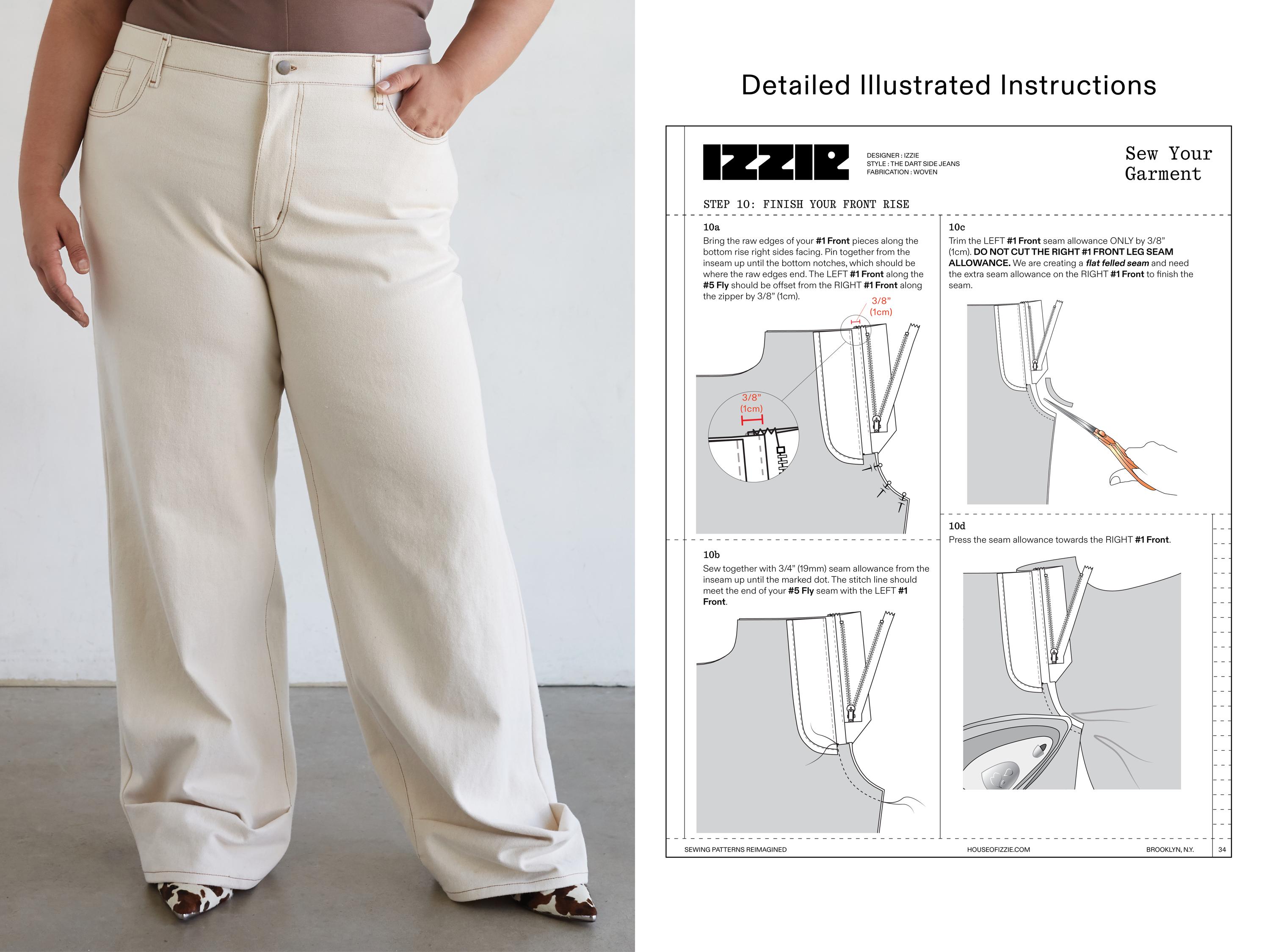 The Dart Side Jeans PDF Pattern Size 0-32 Digital Sewing Pattern, Video ...