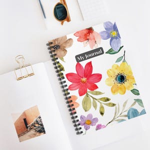 Floral Spiral Notebook - Ruled Line, Journal, Diary, Lined Paper, Writing Notebook, Stationery