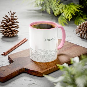 Sage Green Floral Mug: Colorful Botanical Ceramic Coffee Cup