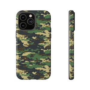 Benutzerdefinierte Handyhülle, Apple iPhone, Samsung Galaxy und Google Pixel, Tough Case, Woodland Camo