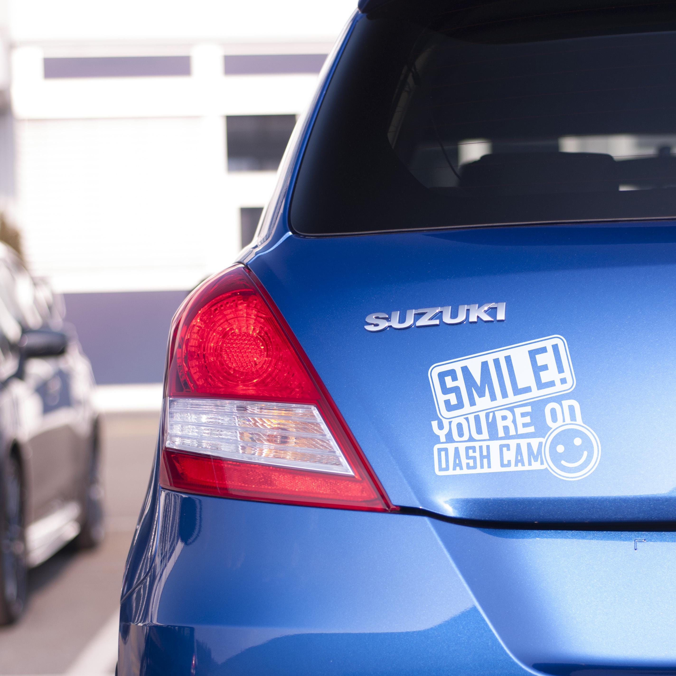 Sticker voiture vinyle Smile You're on Dashcam - Fait main