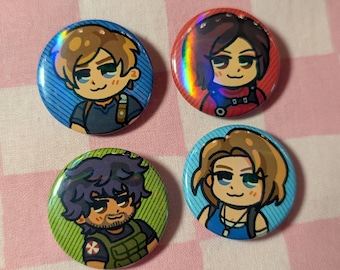 Resident Evil Mini Buttons // Leon Ada Jill Carlos
