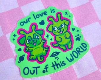 Alien Dogs in Love Sticker