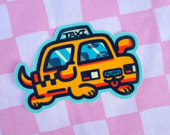 Taxi Dog Puppy Sticker