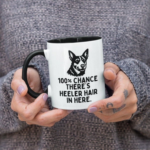Funny Blue Heeler Dog Hair Coffee Mug, Australian Cattle Dog Coffee Cup, Heeler Owner Gift, Dog Hair Fur Mug, Dog Breed Tea Cup