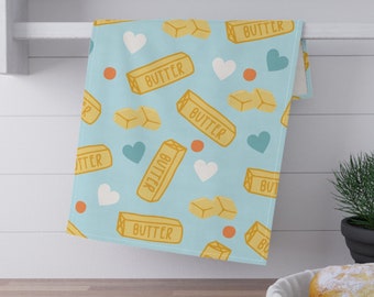 Butter Lover Kitchen Towel, 18" x 30" Tea Towel, Cute Pastel Funny Butter, Gift for Her, Gift for Baker Chef, Cooking Towel, Baking Cook