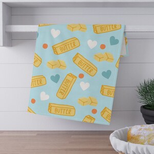 Butter Lover Kitchen Towel, 18&quot; x 30&quot; Tea Towel, Cute Pastel Funny Butter, Gift for Her, Gift for Baker Chef, Cooking Towel, Baking Cook
